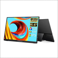 CAPERAVE Portable Monitor, 15.6 Inch FHD IPS Portable Monitor with Speakers & One Support, Ultra Thin Second Screen for Laptop/PC/Mac - USB C & HDMI Port, Includes Protective Case