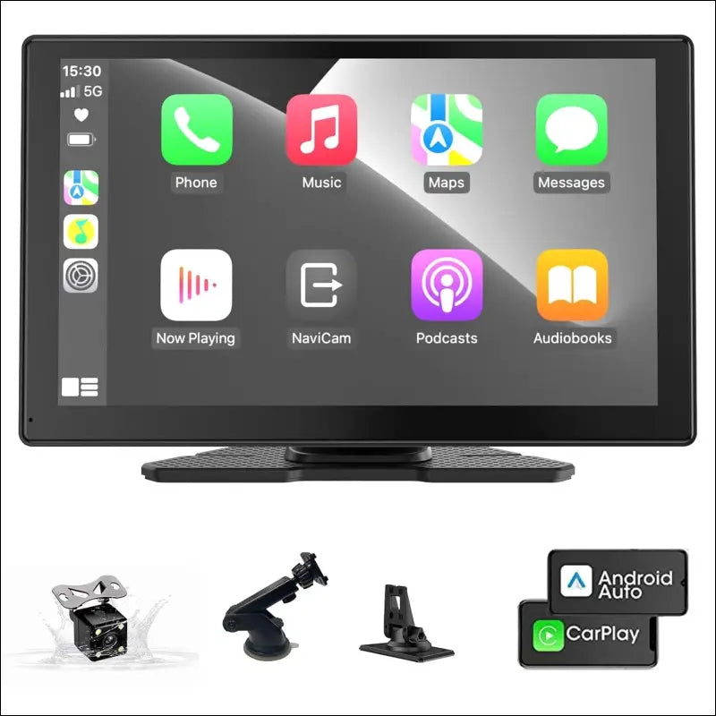 CarPlay Screen 9 Inch Wireless Carplay & Android Auto with 1080P Backup Camera, Portable Car Stereo Navigation, Mirror Link, Bluetooth, AUX/FM, Gift of Drive Mate