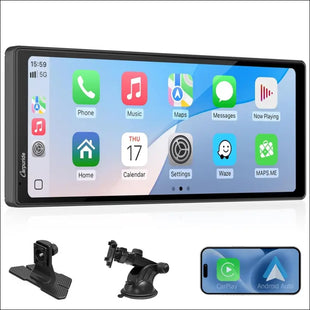 CARPURIDE 10.26 Inch Wireless/Wired Apple CarPlay, Android Auto and Mirror Link - 1600 * 600 IPS Touch Screen Portable Car Stereo, Bluetooth Audio,
