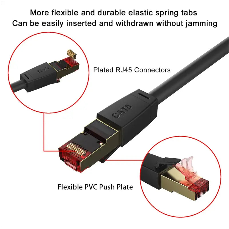 CAT8 Ethernet Cable 25M Ultra-high Speed 40Gbps 2000MHz RJ45 Gold Plated Connector S/FTP Network LAN Cable,