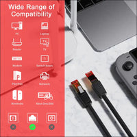 CAT8 Ethernet Cable 25M Ultra-high Speed 40Gbps 2000MHz RJ45 Gold Plated Connector S/FTP Network LAN Cable,