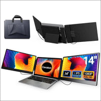 Cevaton Portable Monitor, 14” FHD 1080P IPS Laptop Screen Extender Fit for 13-17" Laptop, Build-in Stand, Plug and Play Laptop Monitor Extender Compatible with Mac, Wins, Dex,...