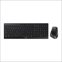 CHERRY Stream Desktop Comfort, Wireless Keyboard and Mouse, British Format (QWERTY), 2.4GHz, Silent Buttons, Ergonomic Right-Handed Mouse, Black