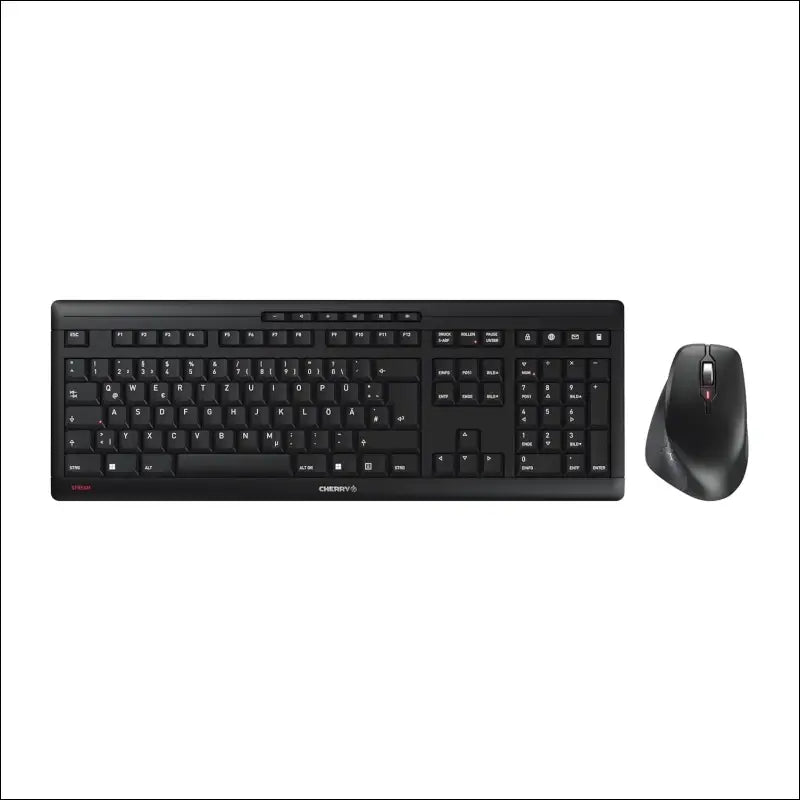 CHERRY Stream Desktop Comfort, Wireless Keyboard and Mouse, German Layout (QWERTZ), 2.4GHz, Whisper Quiet Buttons, Ergonomic Right-Handed Mouse, Black