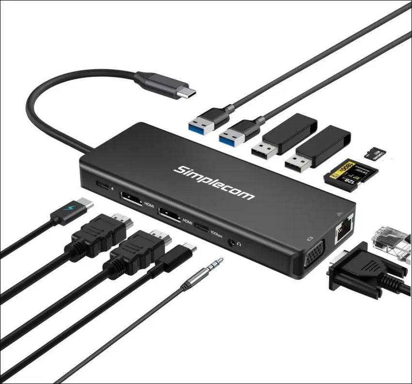 CHN613 USB-C 13-in-1 Multiport Docking Station Dual HDMI + VGA Triple Display USB 3.2 Gen 2 10Gbps