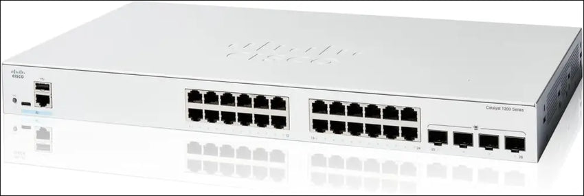 Cisco Catalyst 1200-24T-4G Smart Switch 24 Port GE 4x1GE SFP Limited Lifetime Protection (C1200-24T-4G) - 24 Ports