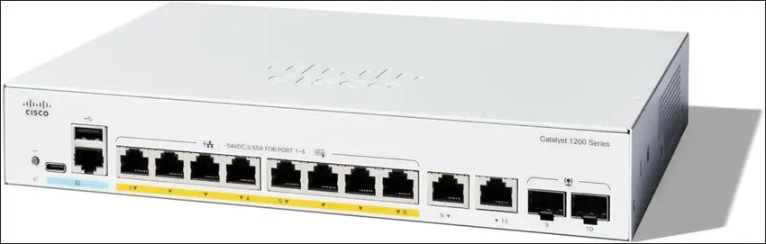 Cisco Catalyst 1200-8P-E-2G Smart Switch 8 Port GE PoE Ext PS 2x1GE Combo Limited Lifetime Protection (C1200-8P-E-2G)