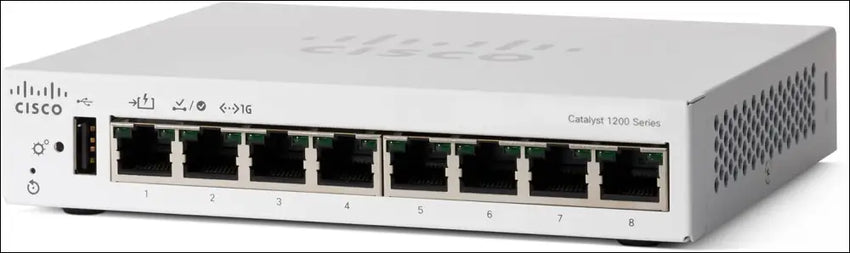 Cisco Catalyst 1200-8T-D Smart Switch 8 Port GE Ext PS Desktop Limited Lifetime Protection (C1200-8T-D)