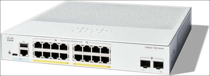 Cisco Catalyst 1300-16FP-2G Managed Switch 16 Port GE Full PoE 2x1GE SFP Limited Lifetime Protection (C1300-16FP-2G)