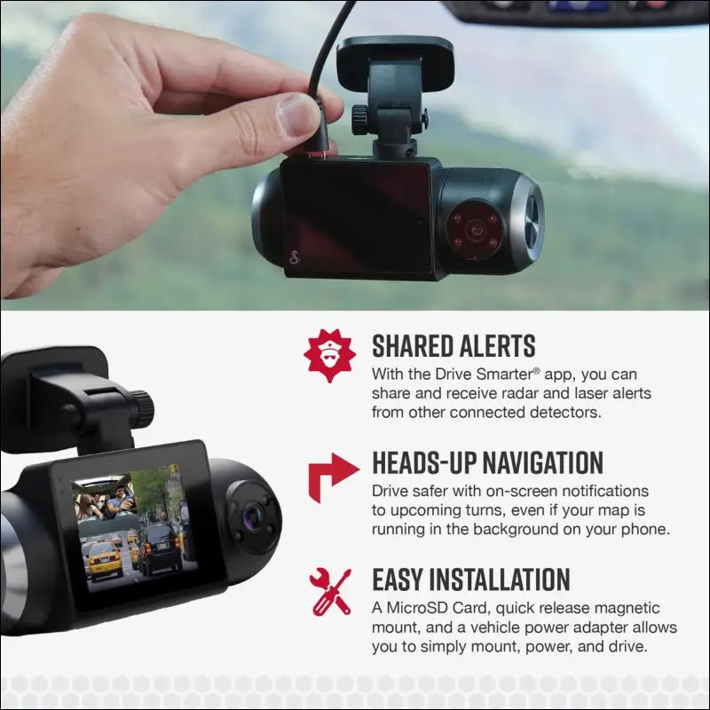 Cobra Smart Dash Cam with Interior Cam (SC 201) - Full HD 1080P Resolution, Built-in WiFi & GPS, Live Police Alerts, Incident Reports, Emergency MayDay, Drive Smarter App, 16GB...