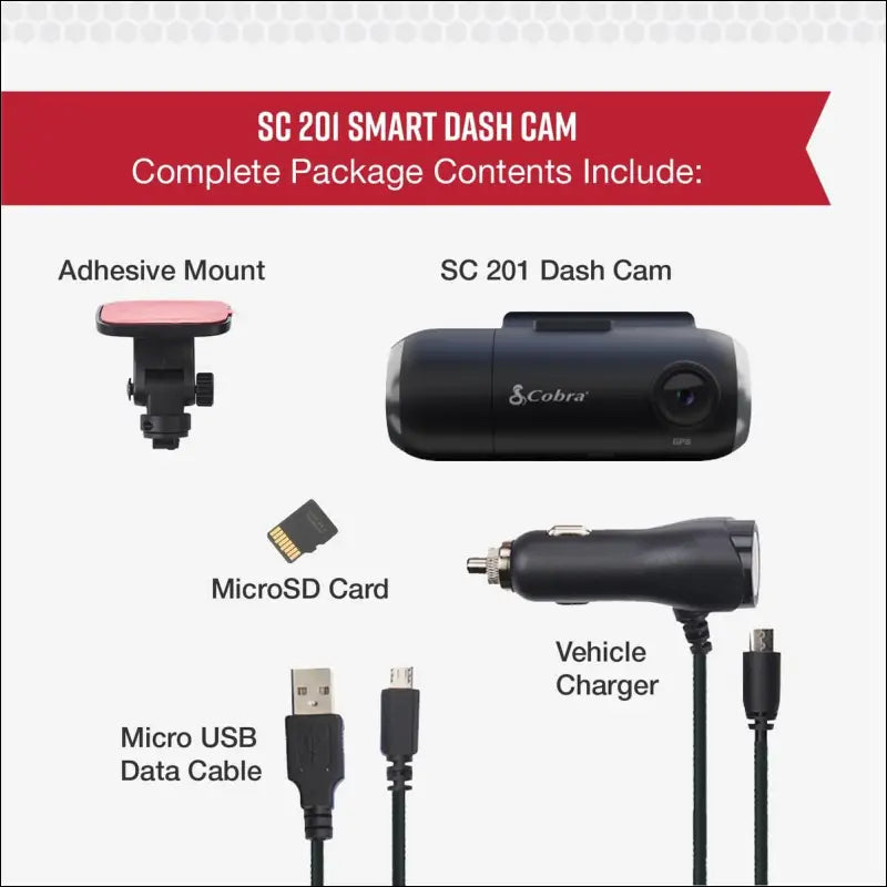 Cobra Smart Dash Cam with Interior Cam (SC 201) - Full HD 1080P Resolution, Built-in WiFi & GPS, Live Police Alerts, Incident Reports, Emergency MayDay, Drive Smarter App, 16GB...