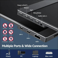 cocopar Portable Monitor 15.6 Inch 1080P Travel Monitor with Speaker HDMI USB-C External Monitor for Laptop MacBook Surface PC Xbox PS4/5, with Cover Stand VESA