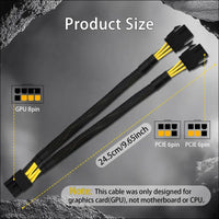 Comeap 6 Pin to 8 Pin GPU Adapter, Dual 6 Pin Female to 8 Pin Male GPU Power Sleeved Cable 9.5-Inch(24Cm)