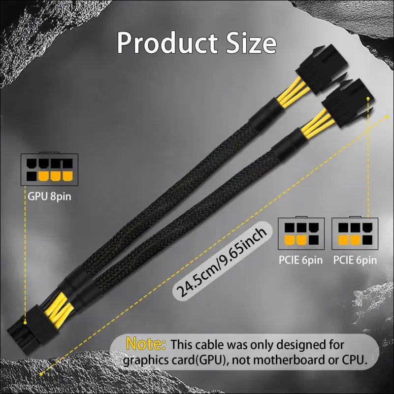 Comeap 6 Pin to 8 Pin GPU Adapter, Dual 6 Pin Female to 8 Pin Male GPU Power Sleeved Cable 9.5-Inch(24Cm)