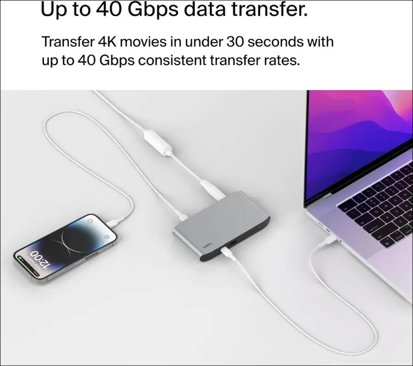 Connect Thunderbolt 4 Docking Station, 5-in-1 USB-C Multiport Core Hub w/ 96W Power Delivery for Mac, Windows, Single 8K or Dual 4K Display, Thunderbolt 4 Cable and Power Supply Included