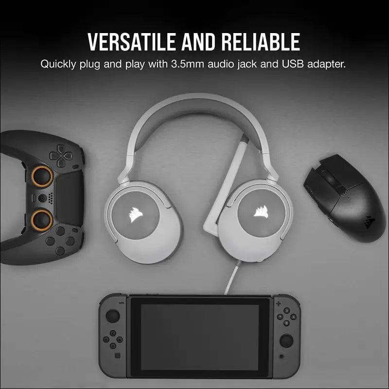 CORSAIR HS55 SURROUND Gaming Headset (Leatherette Memory Foam Ear Pads, Dolby Audio 7.1 Sound on PC and Mac, Omni-Directional Microphone, Multi-Platform Compatibility) White...
