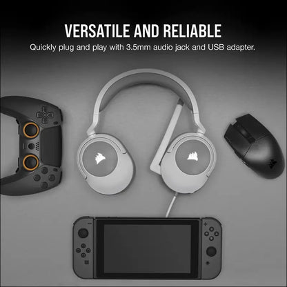 CORSAIR HS55 SURROUND Gaming Headset (Leatherette Memory Foam Ear Pads, Dolby Audio 7.1 Sound on PC and Mac, Omni-Directional Microphone, Multi-Platform Compatibility) White...