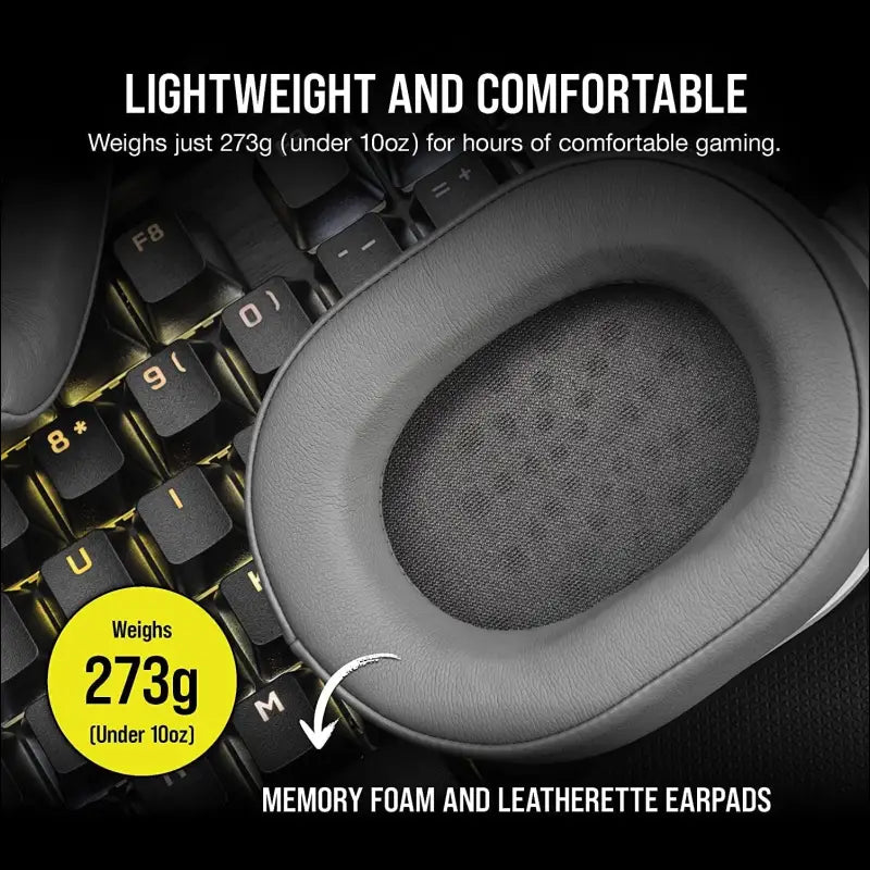CORSAIR HS55 SURROUND Gaming Headset (Leatherette Memory Foam Ear Pads, Dolby Audio 7.1 Sound on PC and Mac, Omni-Directional Microphone, Multi-Platform Compatibility) White...