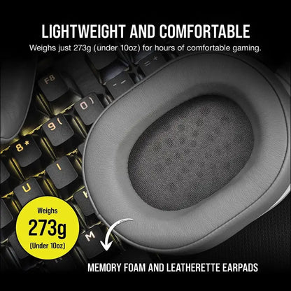 CORSAIR HS55 SURROUND Gaming Headset (Leatherette Memory Foam Ear Pads, Dolby Audio 7.1 Sound on PC and Mac, Omni-Directional Microphone, Multi-Platform Compatibility) White...