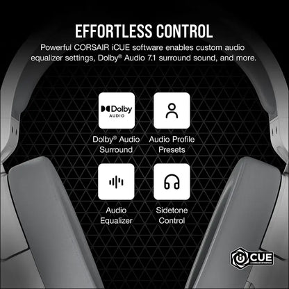 CORSAIR HS55 SURROUND Gaming Headset (Leatherette Memory Foam Ear Pads, Dolby Audio 7.1 Sound on PC and Mac, Omni-Directional Microphone, Multi-Platform Compatibility) White...