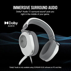 CORSAIR HS65 Surround Gaming Headset (Leatherette Memory Foam Ear Pads, Dolby Audio 7.1 Surround Sound on PC and Mac, SoundID Technology, Multi-Platform Compatibility) White...