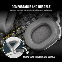 CORSAIR HS65 Surround Gaming Headset (Leatherette Memory Foam Ear Pads, Dolby Audio 7.1 Surround Sound on PC and Mac, SoundID Technology, Multi-Platform Compatibility) White...