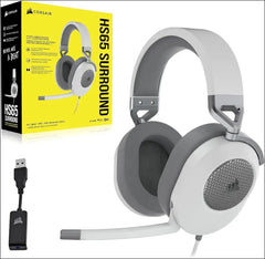 CORSAIR HS65 Surround Gaming Headset (Leatherette Memory Foam Ear Pads, Dolby Audio 7.1 Surround Sound on PC and Mac, SoundID Technology, Multi-Platform Compatibility) White...
