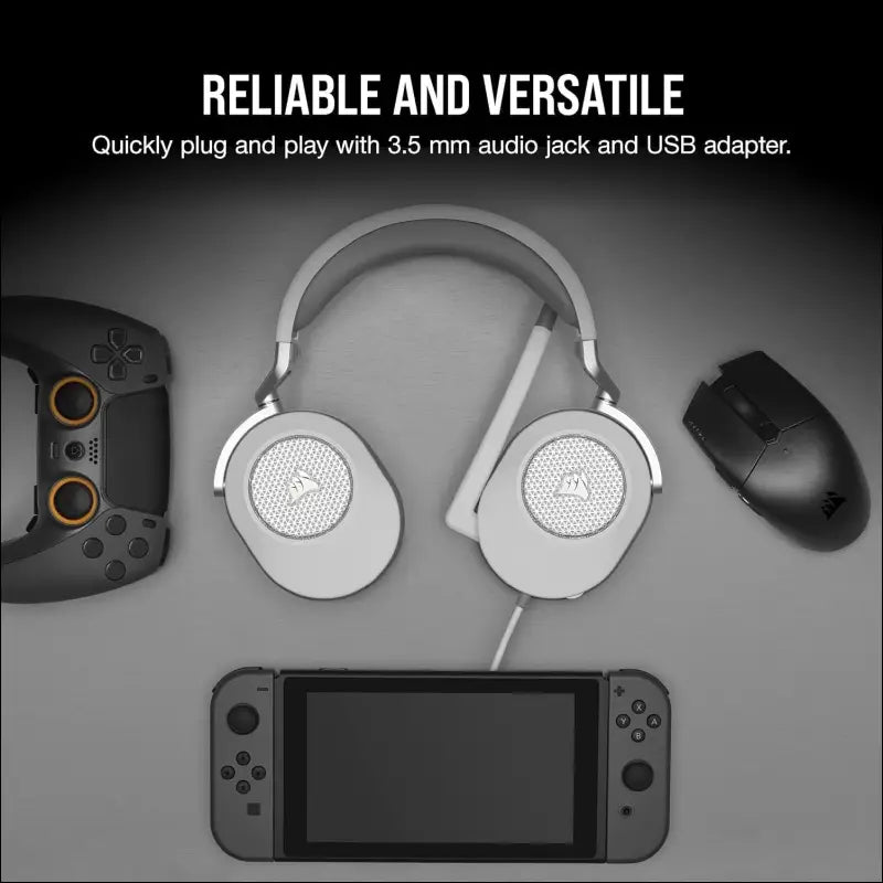 CORSAIR HS65 Surround Gaming Headset (Leatherette Memory Foam Ear Pads, Dolby Audio 7.1 Surround Sound on PC and Mac, SoundID Technology, Multi-Platform Compatibility) White...