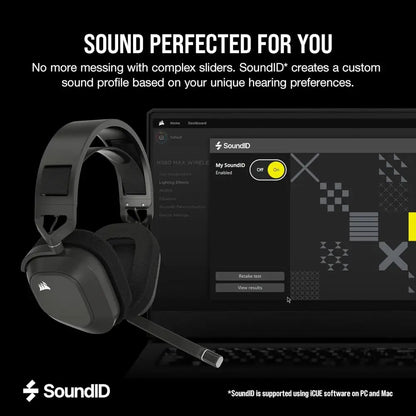 Corsair HS80 MAX Wireless Multiplatform Gaming Headset with Bluetooth - Dolby Atmos - Broadcast Quality Microphone - iCUE Compatible - PC, Mac, PS5, PS4, Mobile - Steel Grey