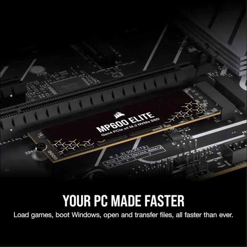 CORSAIR MP600 Elite 1TB M.2 PCIe Gen4 x4 NVMe SSD – M.2 2280 – Up to 7,000MB/sec Sequential Read – High-Density 3D TLC NAND – Black