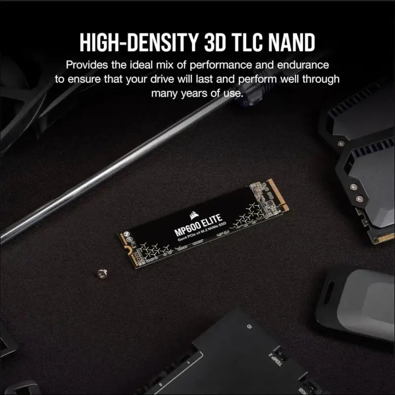 CORSAIR MP600 Elite 1TB M.2 PCIe Gen4 x4 NVMe SSD – M.2 2280 – Up to 7,000MB/sec Sequential Read – High-Density 3D TLC NAND – Black