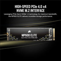 CORSAIR MP600 Elite 1TB M.2 PCIe Gen4 x4 NVMe SSD – M.2 2280 – Up to 7,000MB/sec Sequential Read – High-Density 3D TLC NAND – Black