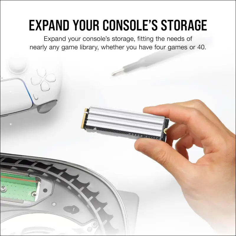 CORSAIR MP600 Elite 1TB M.2 PCIe Gen4 x4 NVMe SSD – Optimised for PS5 – Included Heatsink – M.2 2280 – Up to 7,000MB/sec Sequential Read – High-Density 3D TLC NAND – White