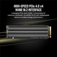 CORSAIR MP600 Elite 1TB M.2 PCIe Gen4 x4 NVMe SSD with Included Heatsink – M.2 2280 – Up to 7,000MB/sec Sequential Read – High-Density 3D TLC NAND – Black