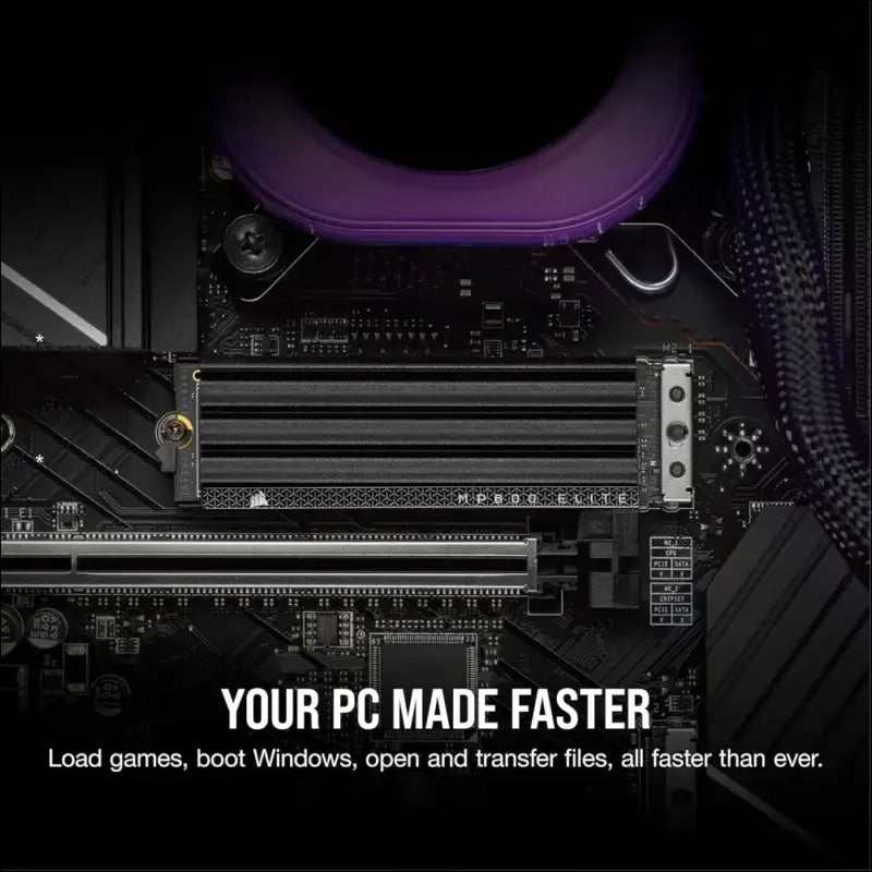 CORSAIR MP600 Elite 1TB M.2 PCIe Gen4 x4 NVMe SSD with Included Heatsink – M.2 2280 – Up to 7,000MB/sec Sequential Read – High-Density 3D TLC NAND – Black