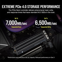 CORSAIR MP600 Elite 2TB M.2 PCIe Gen4 x4 NVMe SSD with Included Heatsink – M.2 2280 – Up to 7,000MB/sec Sequential Read – High-Density 3D TLC NAND – Black