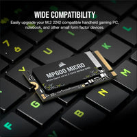CORSAIR MP600 Micro 2TB M.2 NVMe PCIe x4 Gen4 SSD – M.2 2242 – Up to 7,000MB/sec Sequential Read – High-Density 3D TLC NAND – Compatible with Lenovo Legion Go and Thin PCIe 4.0...