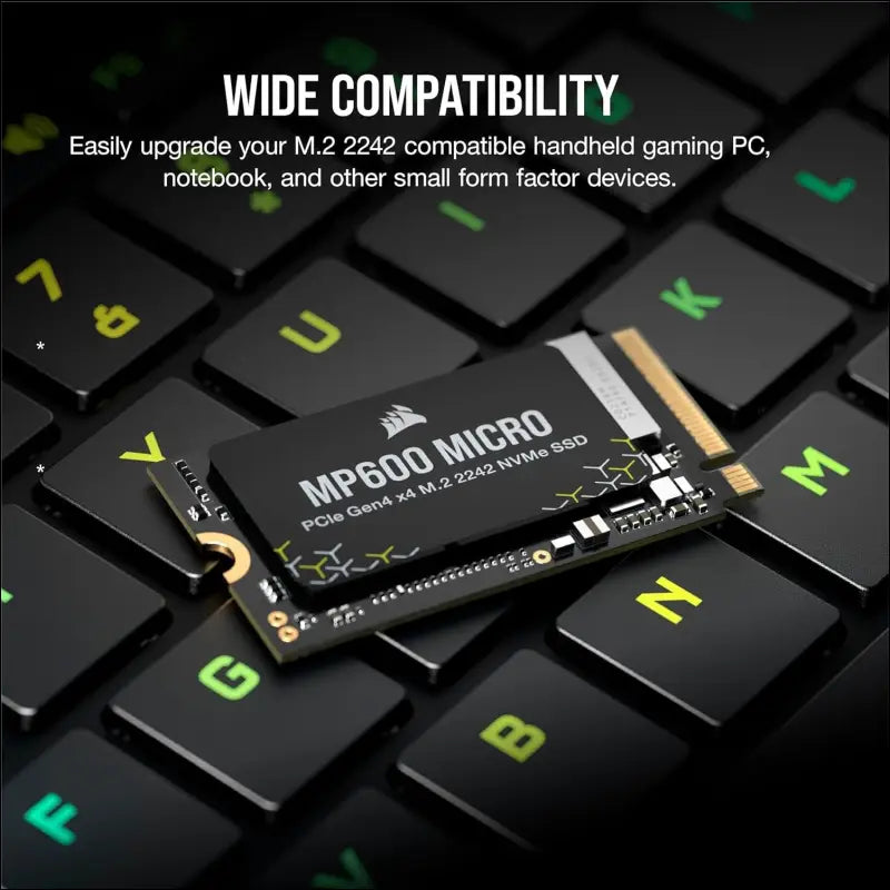 CORSAIR MP600 Micro 2TB M.2 NVMe PCIe x4 Gen4 SSD – M.2 2242 – Up to 7,000MB/sec Sequential Read – High-Density 3D TLC NAND – Compatible with Lenovo Legion Go and Thin PCIe 4.0...