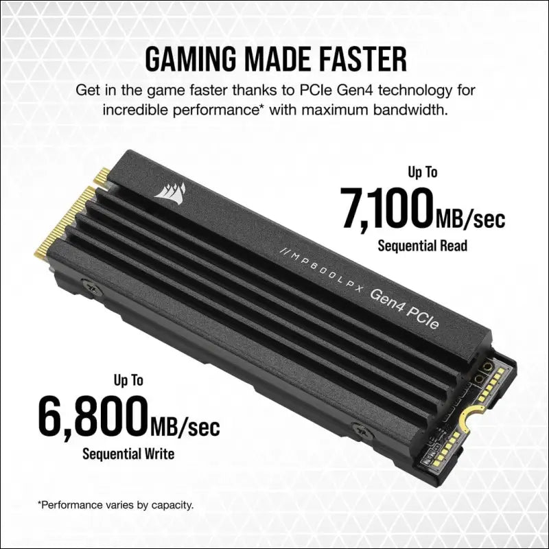 CORSAIR MP600 PRO LPX 2TB M.2 NVMe PCIe x4 Gen4 SSD - Optimised for PS5 (Up to 7,100MB/sec Sequential Read & 6,800MB/sec Sequential Write Speeds, High-Speed Interface, Compact...