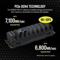 Corsair MP600 PRO XT 1TB Gen4 PCIe x4 NVMe M.2 SSD (Up to 7,100 MB/s Sequential Read and 5,800 MB/s Write Speeds, High-Density TLC NAND, Aluminum Heatspreader, M.2 2280...