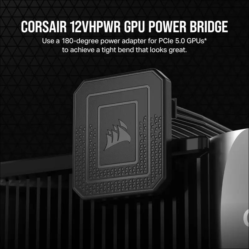 CORSAIR Pcie 5.0 12VHPWR GPU Power Bridge - for NVIDIA® Geforce RTX™ 40 Series - 180° Bend - Right-Angle Adapter - Clean Cabling - Only for Use with Pcie 5.0 12VHPWR Gpus