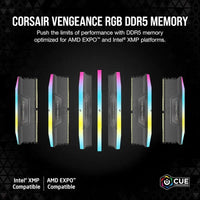 CORSAIR Vengeance RGB DDR5 32GB (2x16GB) DDR5 6000MHz CL30 AMD Expo Intel XMP iCUE Compatible Computer Memory â€“ Grey (CMH32GX5M2B6000Z30K)