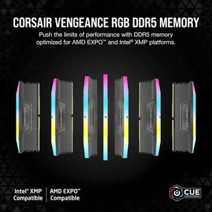 CORSAIR Vengeance RGB DDR5 32GB (2x16GB) DDR5 6000MHz CL30 AMD Expo Intel XMP iCUE Compatible Computer Memory â€“ Grey (CMH32GX5M2B6000Z30K)