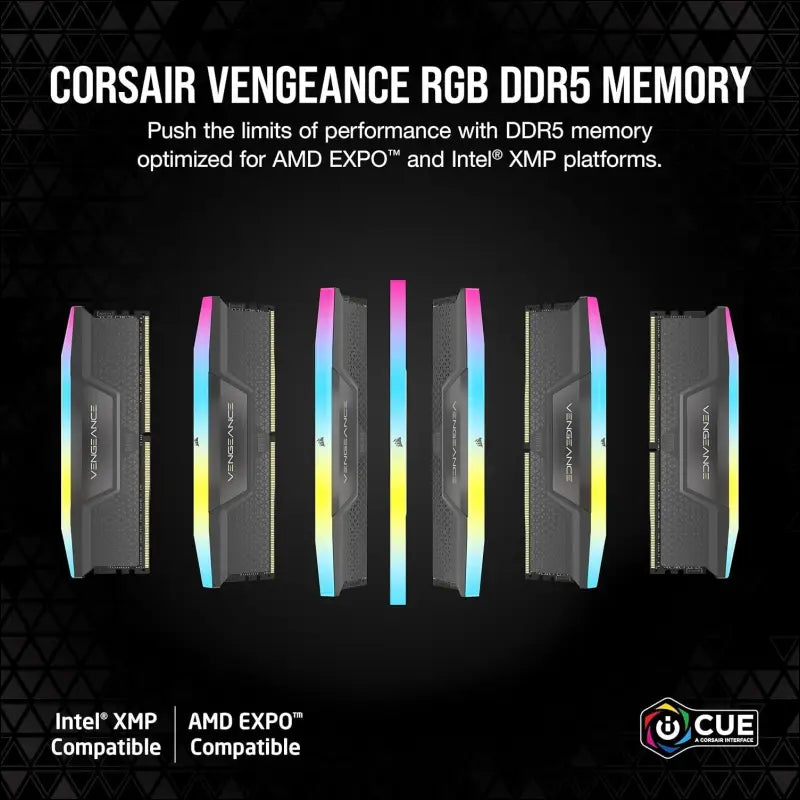 CORSAIR Vengeance RGB DDR5 32GB (2x16GB) DDR5 6000MHz CL30 AMD Expo Intel XMP iCUE Compatible Computer Memory â€“ Grey (CMH32GX5M2B6000Z30K)