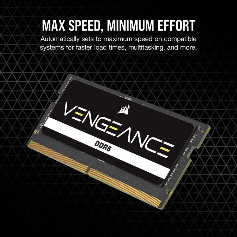 CORSAIR Vengeance SODIMM DDR5 RAM 32GB (1x32GB) 5600MHz CL48 Intel XMP iCUE Compatible Computer Memory - Black (CMSX32GX5M1A5600C48)