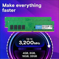 Crucial DDR4 3200MHz CL22 Desktop Memory, 32GB(2x16GB)