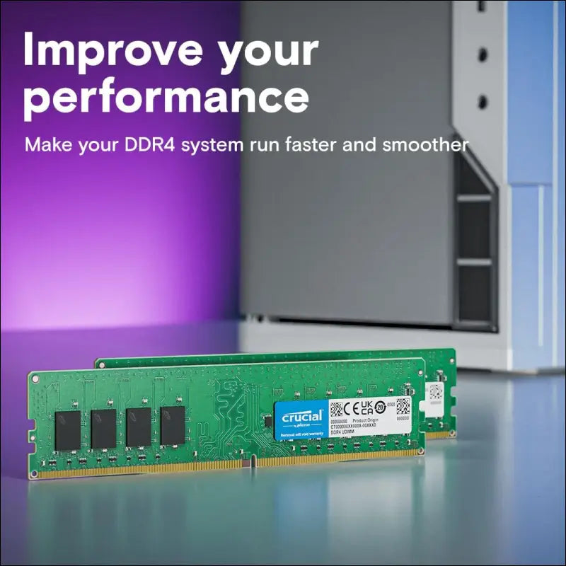 Crucial DDR4 3200MHz UDIMM CL22 Desktop Memory, 16GB(2x8GB)