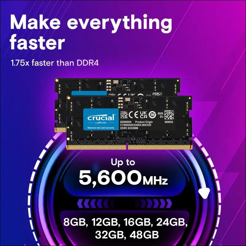 Crucial DDR5 5600MT/s Laptop Memory, 48GB
