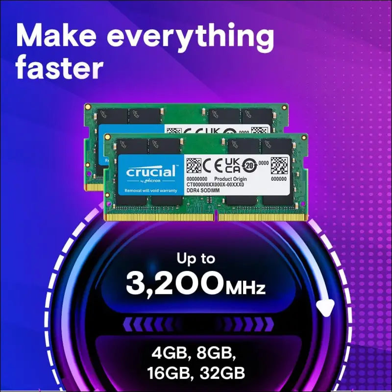 Crucial RAM 64GB Kit (2x32GB) DDR4 3200MHz CL22 (or 2933MHz or 2666MHz) Laptop Memory CT2K32G4SFD832A