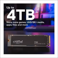 Crucial T705 1TB Gen5 NVMe SSD - 13600/10200 MB/s R/W 600TBW 1400K IOPs 1.5M